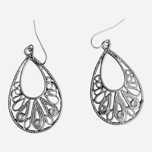 Silver Teardrop Dangle Earrings